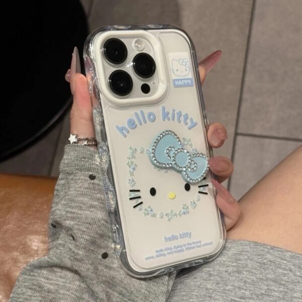 Hellokitty White Phone Case Featuring A Blue Bow-Knot Cute Kawaii Phone Case #010