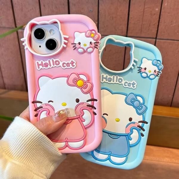 Hellokitty Shockproof Case With 3D Cat Face Lens Protection Cute Kawaii Phone Case#018