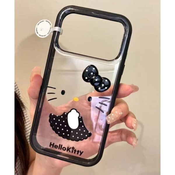 Hellokitty Clear Case With Black Bumper Protection&Black Polka Dot Print Kitty Phone Case#024