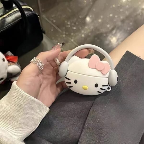 Hellokitty With Headphones Shape Silicone Cute Kawaii AirPods Case #044